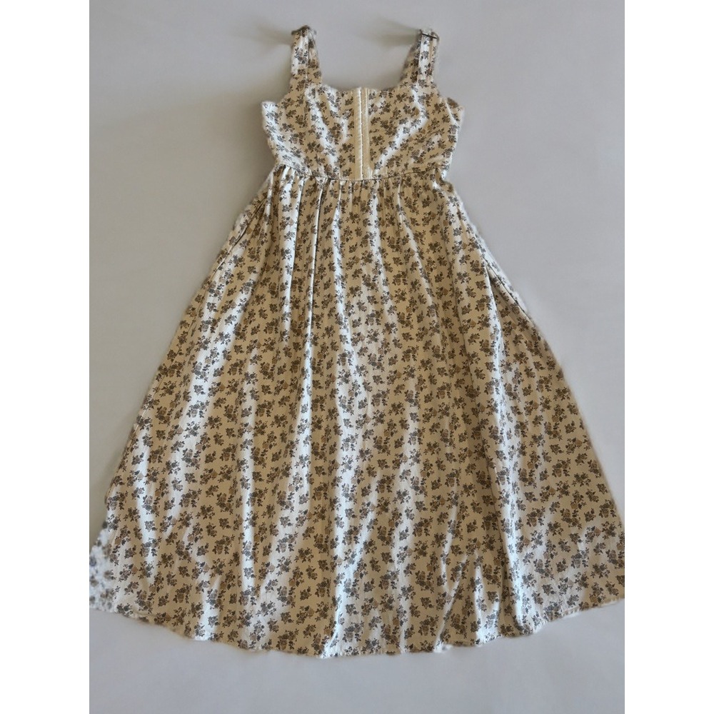 Moon River Floral 100% Cotton Corset Midi Dress Cottagecore Smocked Back XS